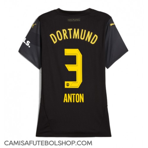 Camisa de time de futebol Borussia Dortmund Waldemar Anton #3 Replicas 2º Equipamento Feminina 2024-25 Manga Curta